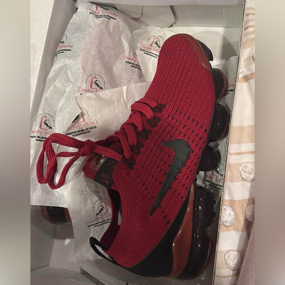 Nike Red and Black Knit Sneakers